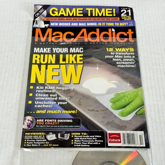 MacAddict Magazine October 2005 Make Your Mac Run Like New w/ CD - Picture 1 of 6